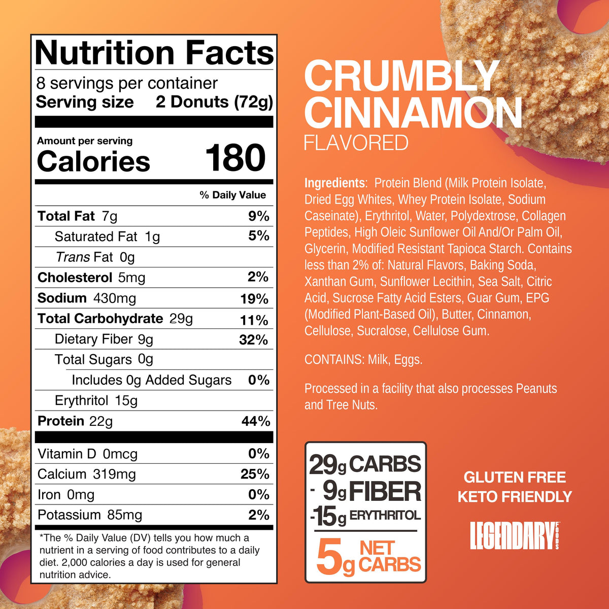 Legendary Foods Protein Donuts – 22g Protein, 0g Sugar, Gluten Free, Keto