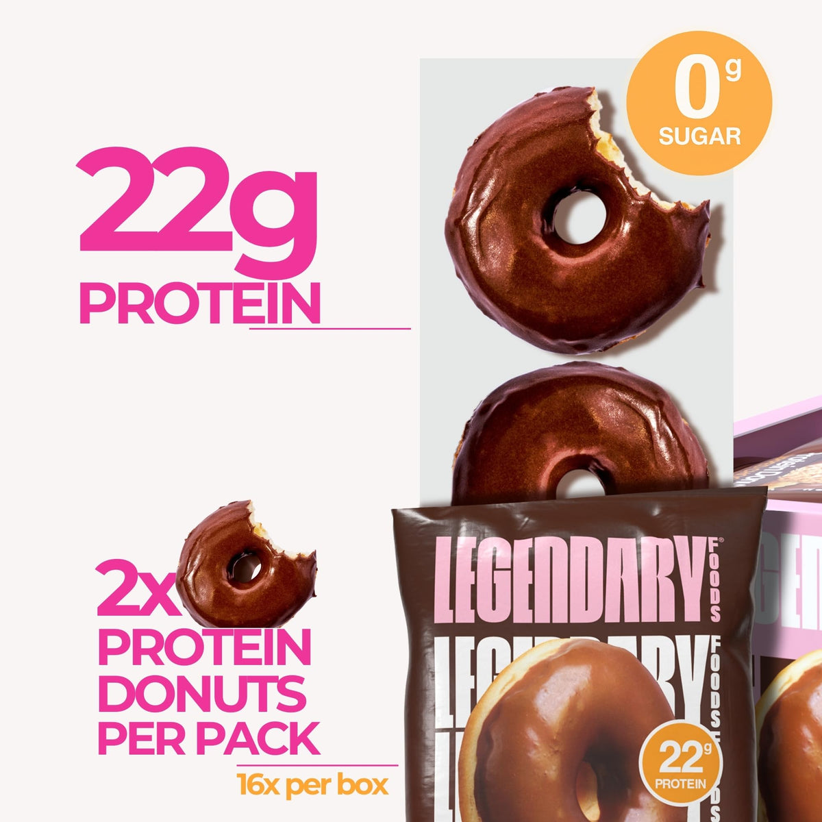 Legendary Foods Protein Donuts – 22g Protein, Zero Sugar, Gluten Free, Low Carb, Keto Friendly – 8 Pack (Two Donuts Per Pack)