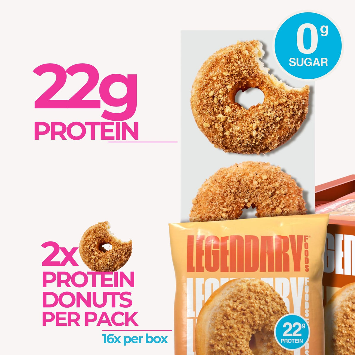 Legendary Foods Protein Donuts – 22g Protein, 0g Sugar, Gluten Free, Keto