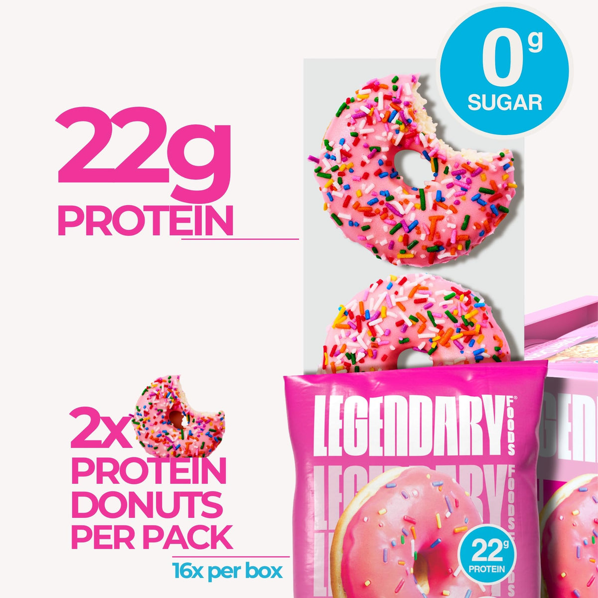 Legendary Foods Protein Donuts – 22g Protein, Zero Sugar, Gluten Free, Low Carb, Keto Snack – 8-Pack (Two Donuts/Pack)