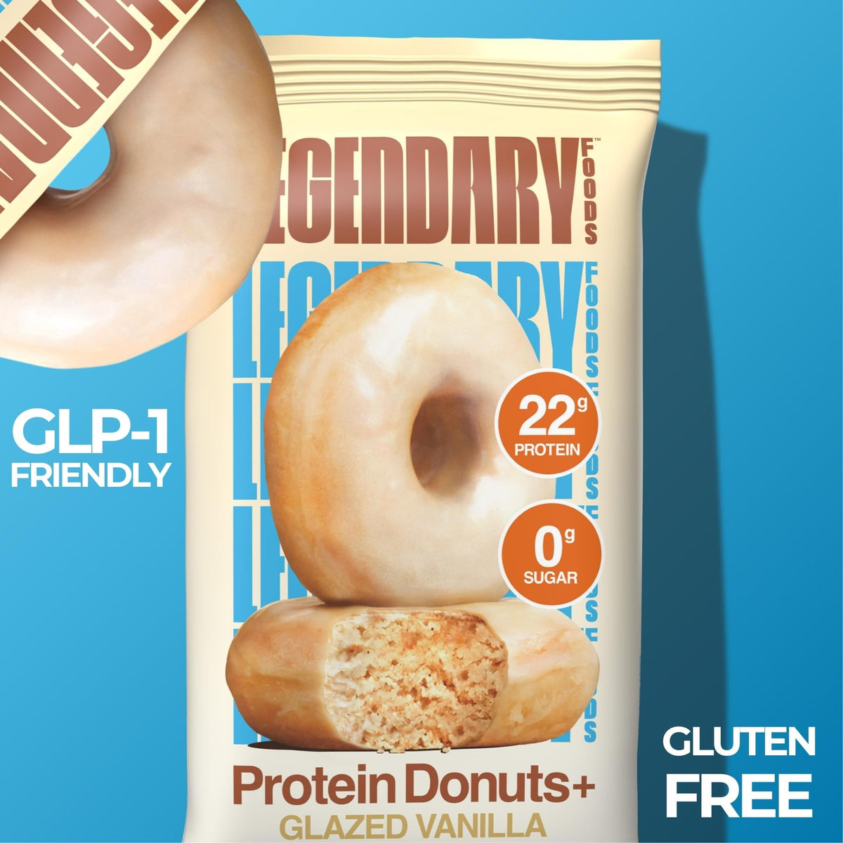Legendary Foods Protein Donuts – 22g Protein, Zero Sugar, 8-Pack (Two per Pack)