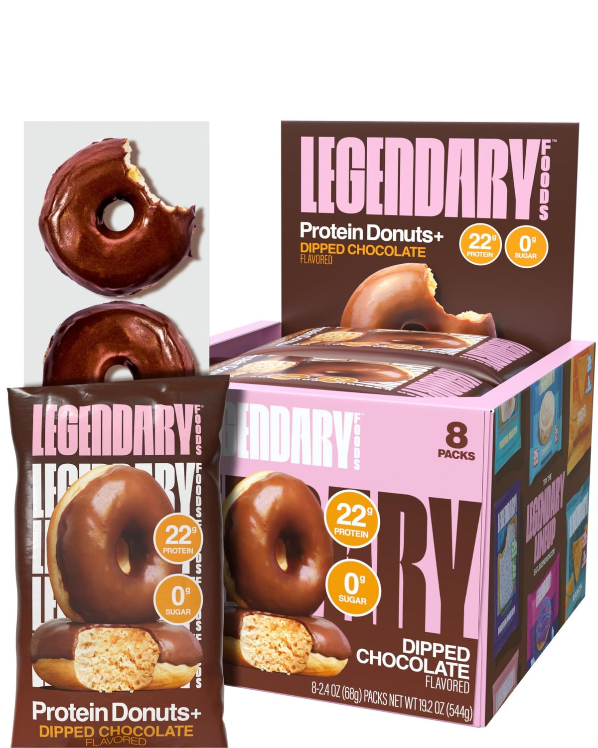 Legendary Foods Protein Donuts – 22g Protein, Zero Sugar, Gluten Free, Low Carb, Keto Friendly – 8 Pack (Two Donuts Per Pack)