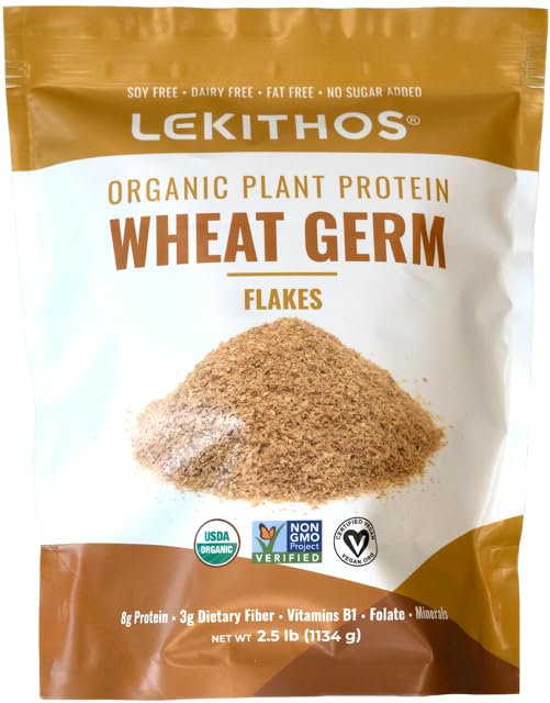 Lekithos Organic Wheat Germ Protein – 2.5 lb Plant-Based Superfood, 8g Protein, Vegan & Non-GMO