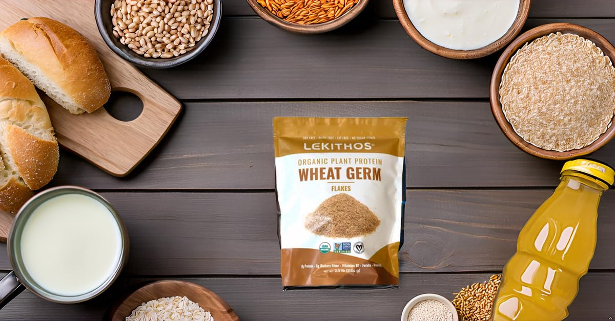 Lekithos Organic Wheat Germ Protein – 2.5 lb Plant-Based Superfood, 8g Protein, Vegan & Non-GMO