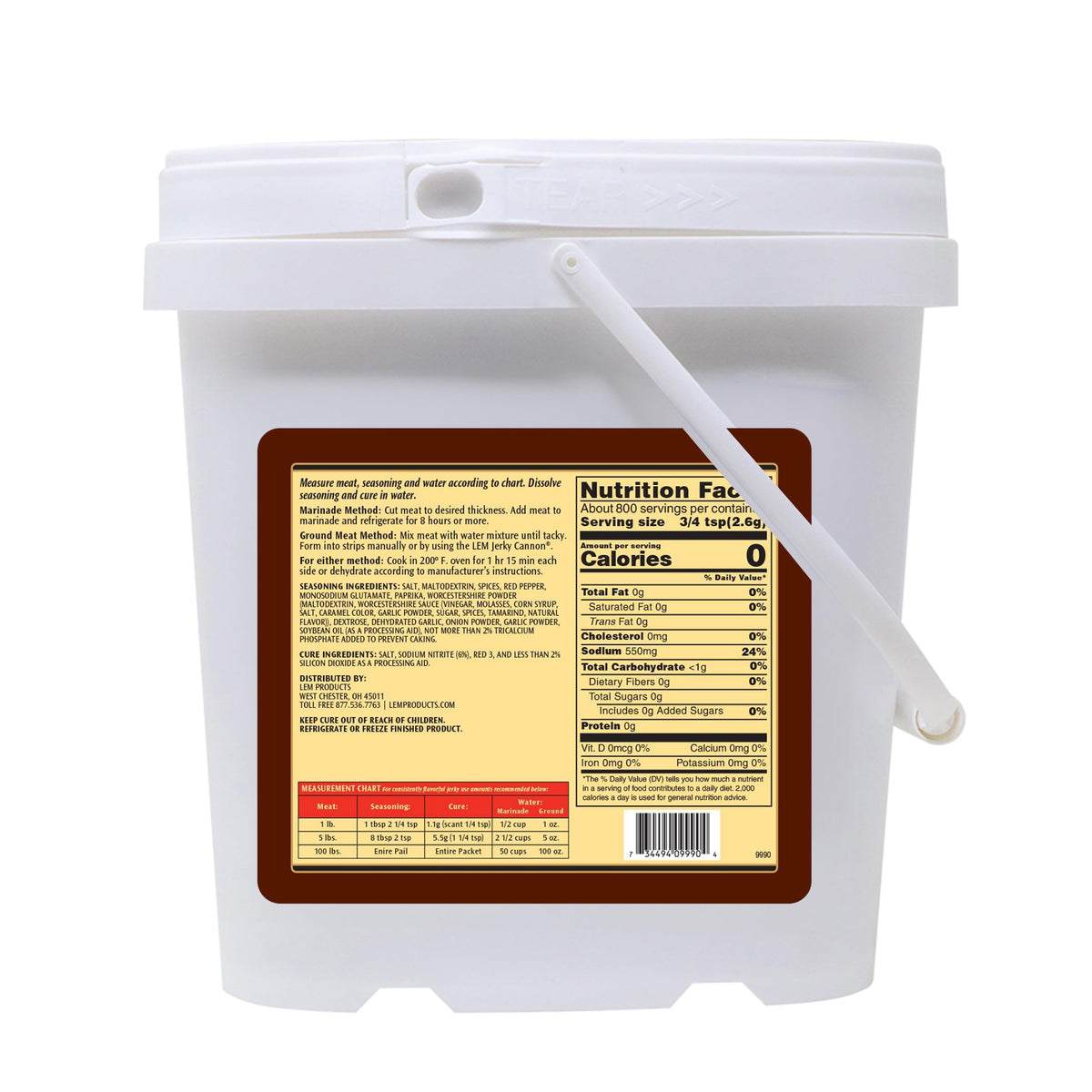 LEM Backwoods Original Jerky Seasoning — Pre-Measured Cure, Seasons Up to 100 lb Meat, 4 lb 5.5 oz Bucket