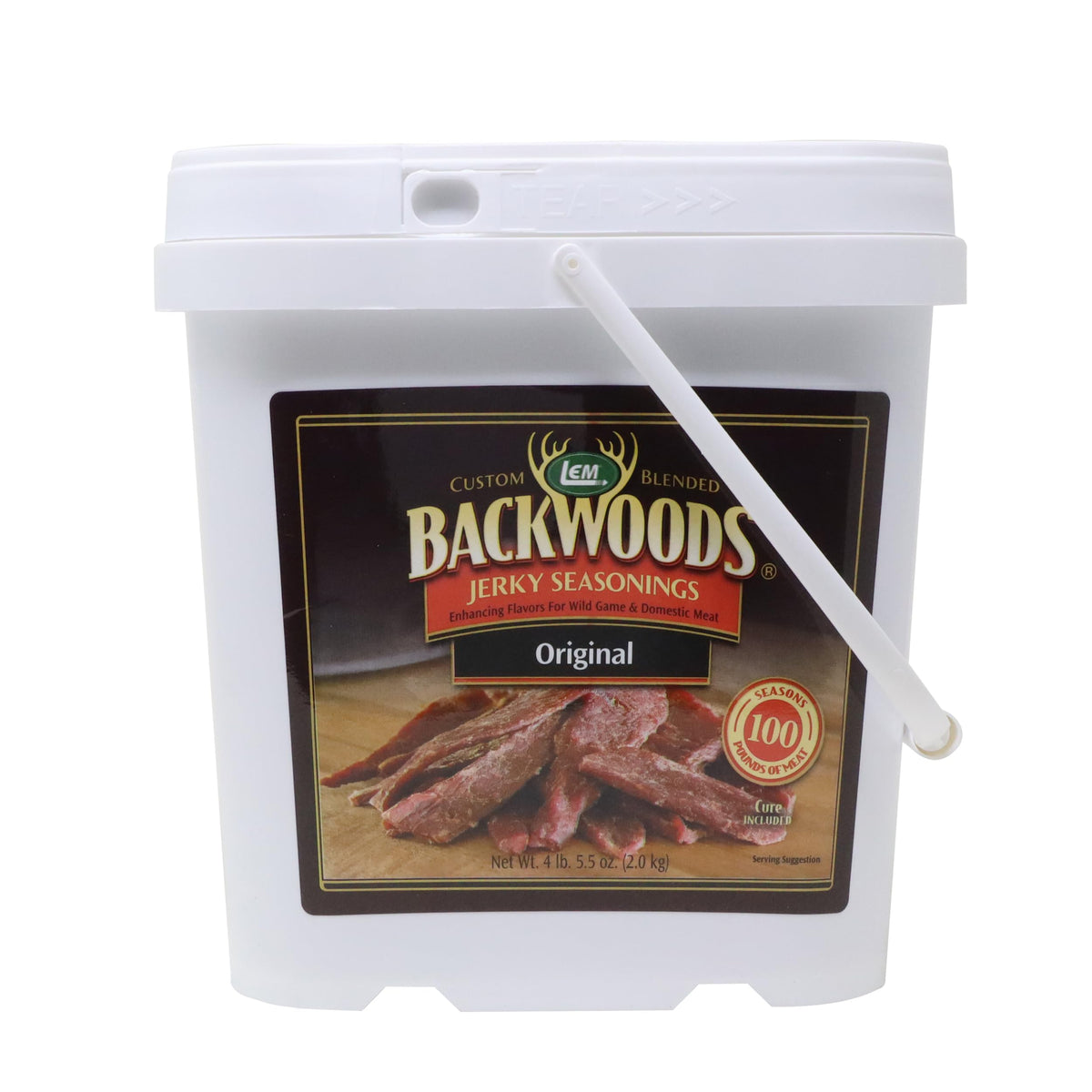 LEM Backwoods Original Jerky Seasoning — Pre-Measured Cure, Seasons Up to 100 lb Meat, 4 lb 5.5 oz Bucket