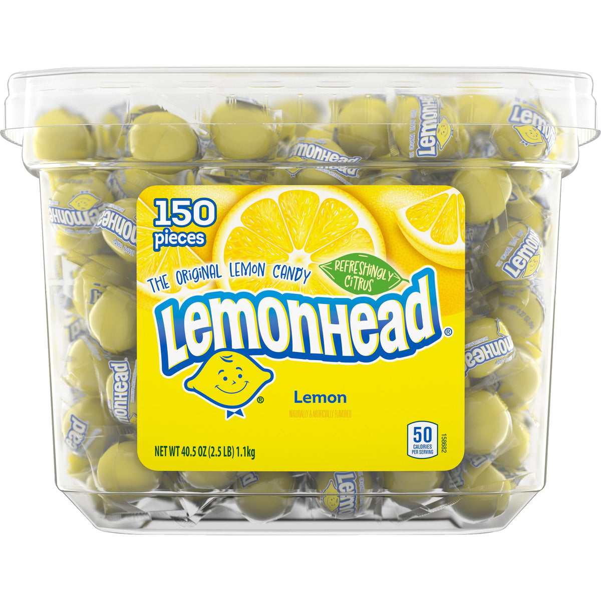 LEMONHEAD Hard Lemon Candy – 150 Count, Individually Wrapped Tub