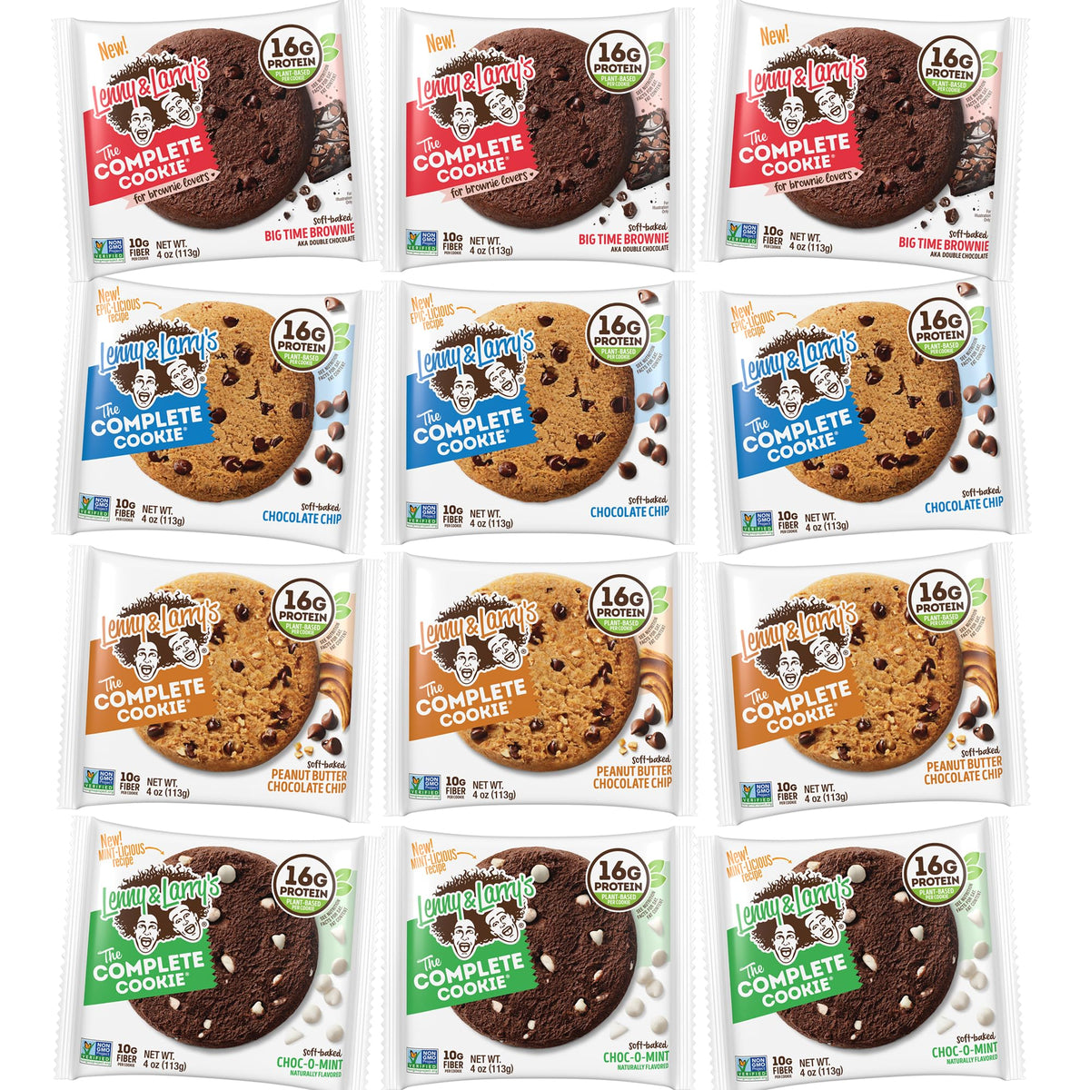 Lenny & Larry's Chocolate Lovers 4 Flavor Variety Pack – Soft Baked, 16g Plant Protein