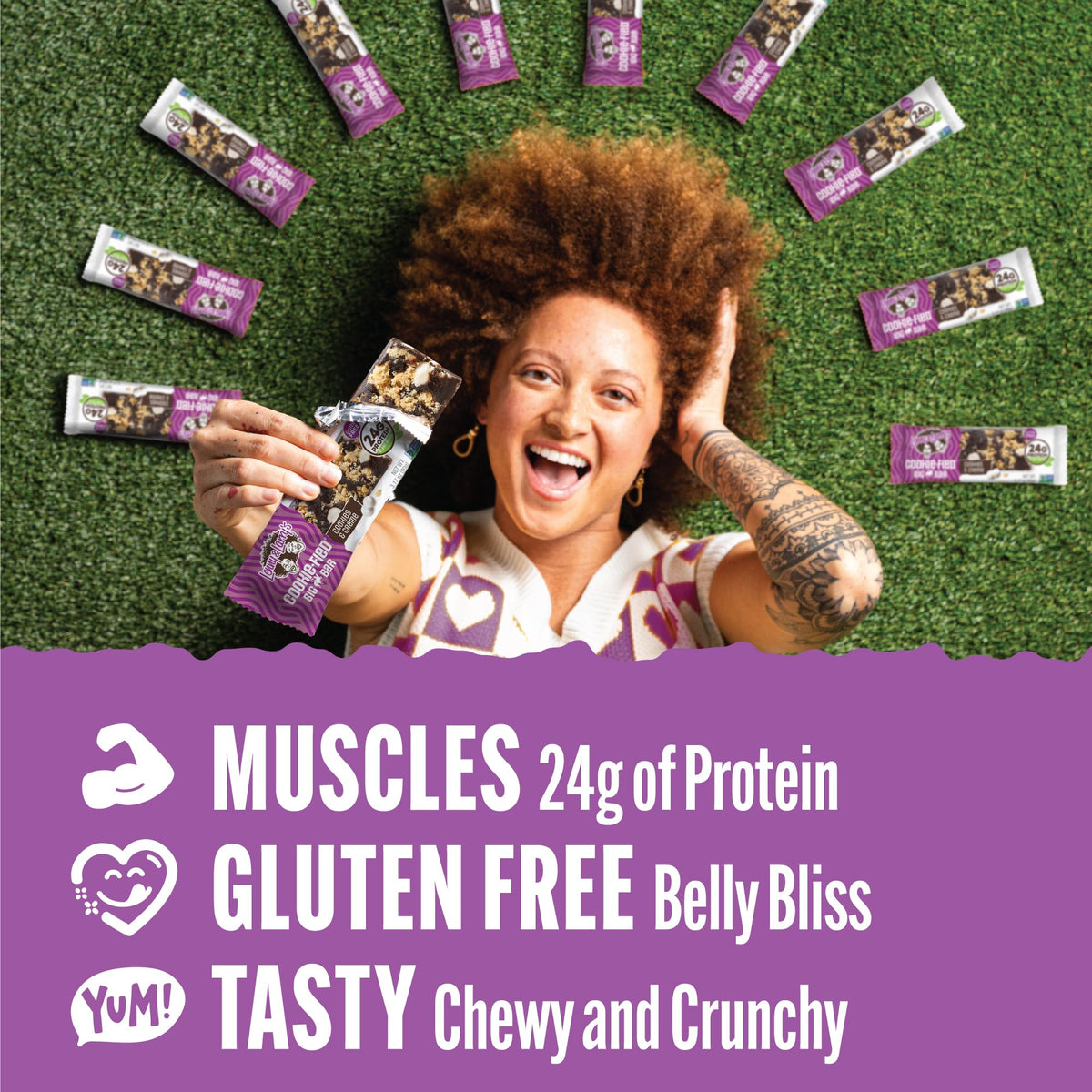 Lenny & Larry's Cookie-fied BIG BAR – Cookies & Creme Vegan Protein Bars 12x90g | 24g Plant Protein, Gluten-Free