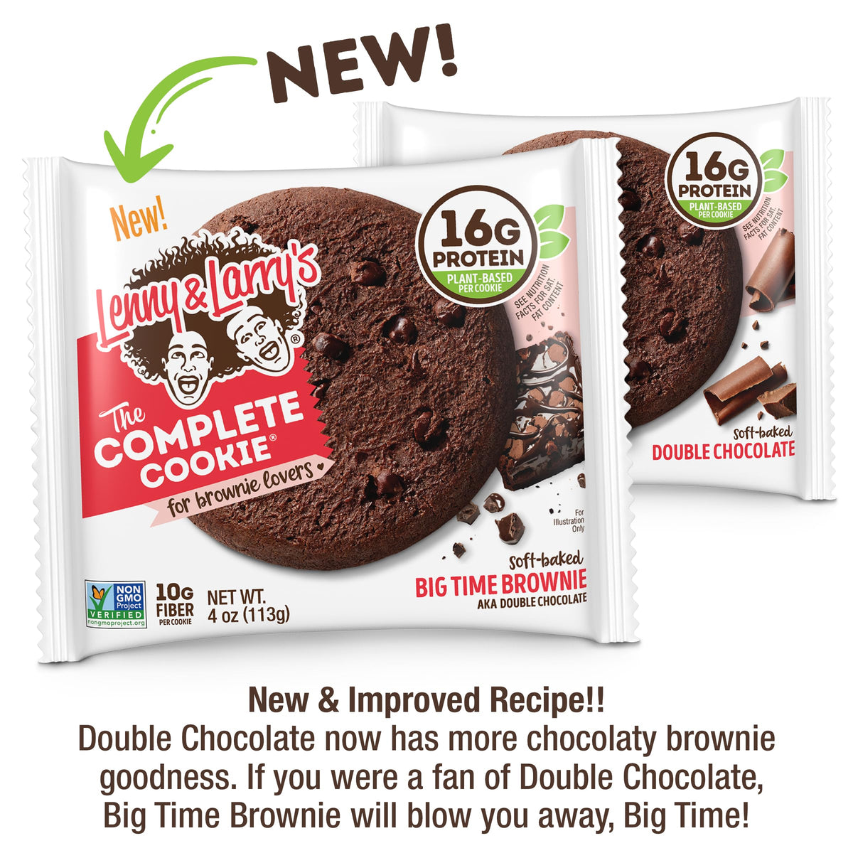 Lenny & Larry's Protein Cookie Big Time Brownie – 16g Plant Protein, Vegan, 12-Pack
