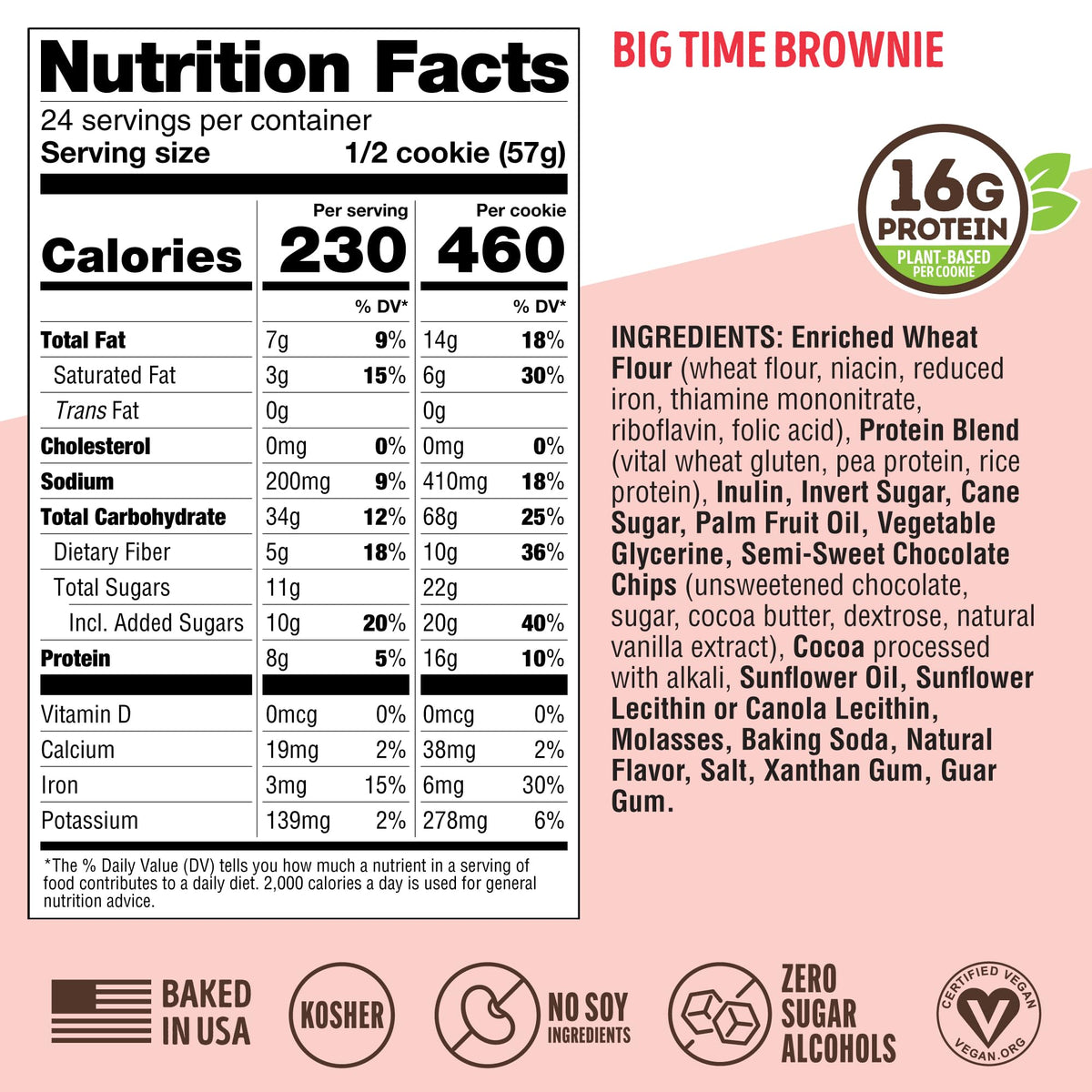 Lenny & Larry's Protein Cookie Big Time Brownie – 16g Plant Protein, Vegan, 12-Pack