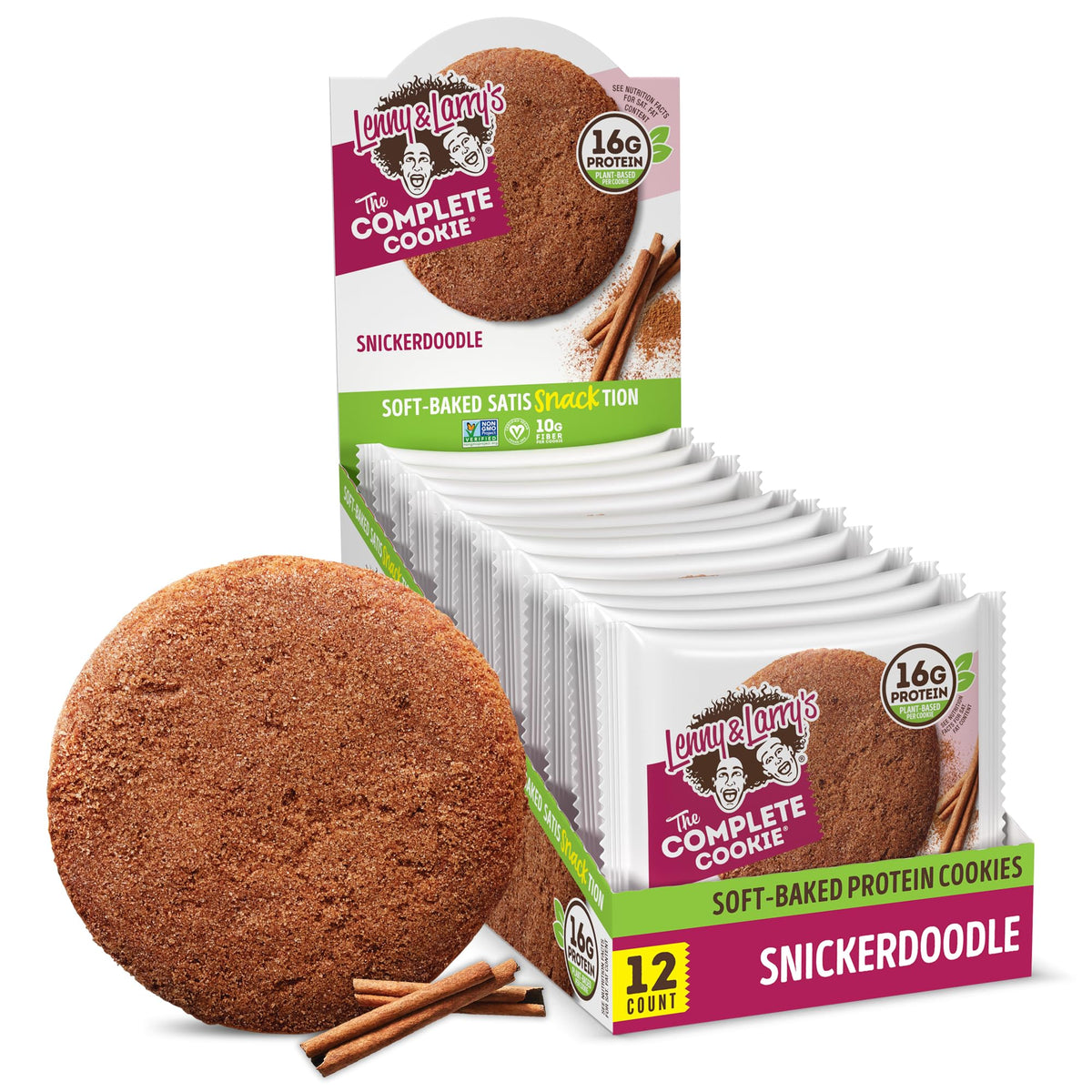 Lenny & Larry's Snickerdoodle Protein Cookie – 16g Plant Protein, Vegan, 4oz, 12 Pack