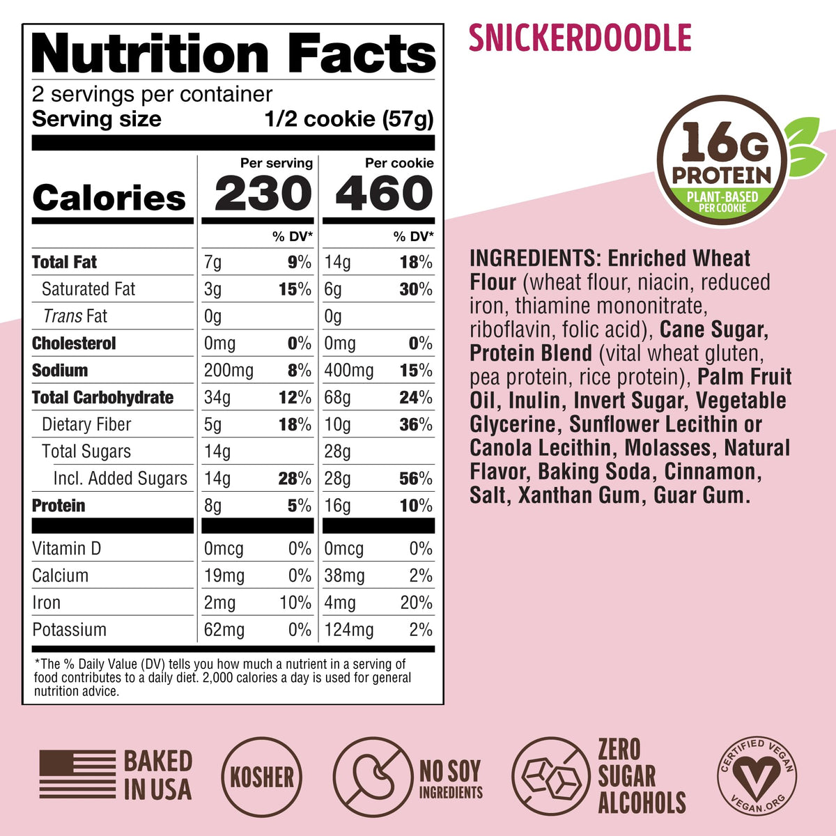 Lenny & Larry's Snickerdoodle Protein Cookie – 16g Plant Protein, Vegan, 4oz, 12 Pack