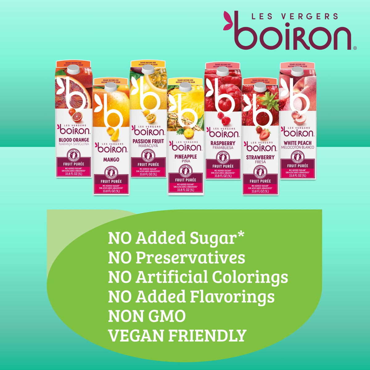 Les Vergers Boiron Passion Fruit Puree Drink Mix – All Natural, No Added Sugar, 1 L