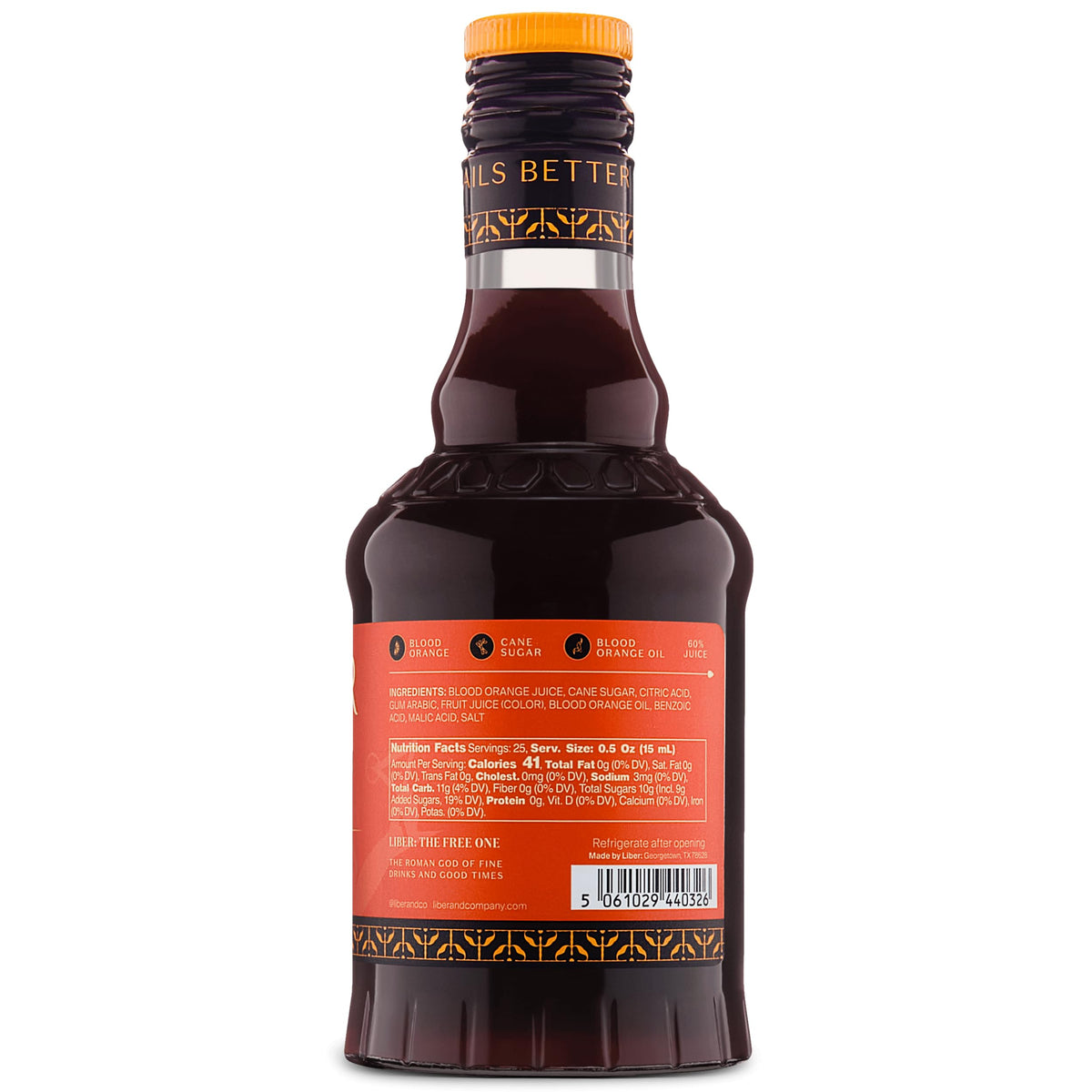 Liber & Co. Blood Orange Syrup – Moro Orange Cocktail Mixer, 12.7 oz (Makes 25 Drinks)