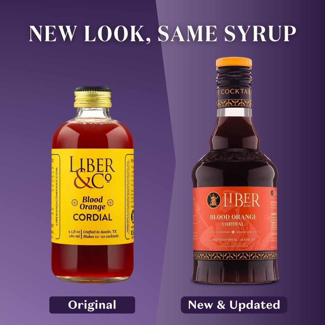 Liber & Co. Blood Orange Syrup | Craft Cocktail Mixer with California Moro Oranges | 25.4 oz (Makes 34-50 Drinks)
