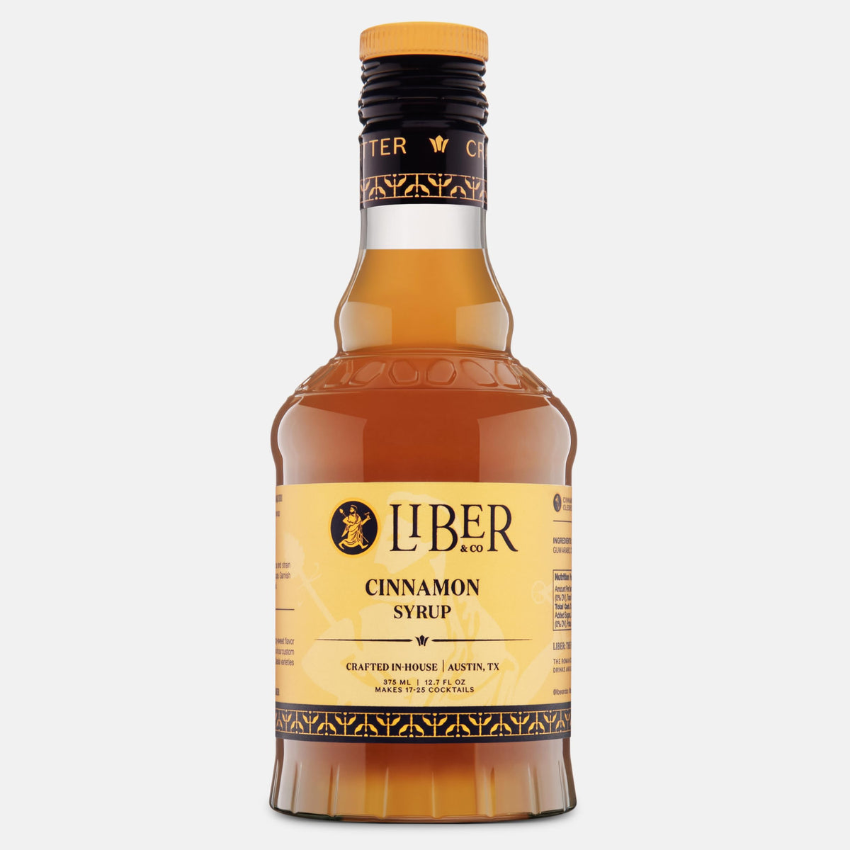 Liber & Co. Cinnamon Syrup with Real Cinnamon Oleoresin – 12.7 oz for Coffee & Cocktails, 25 Drinks