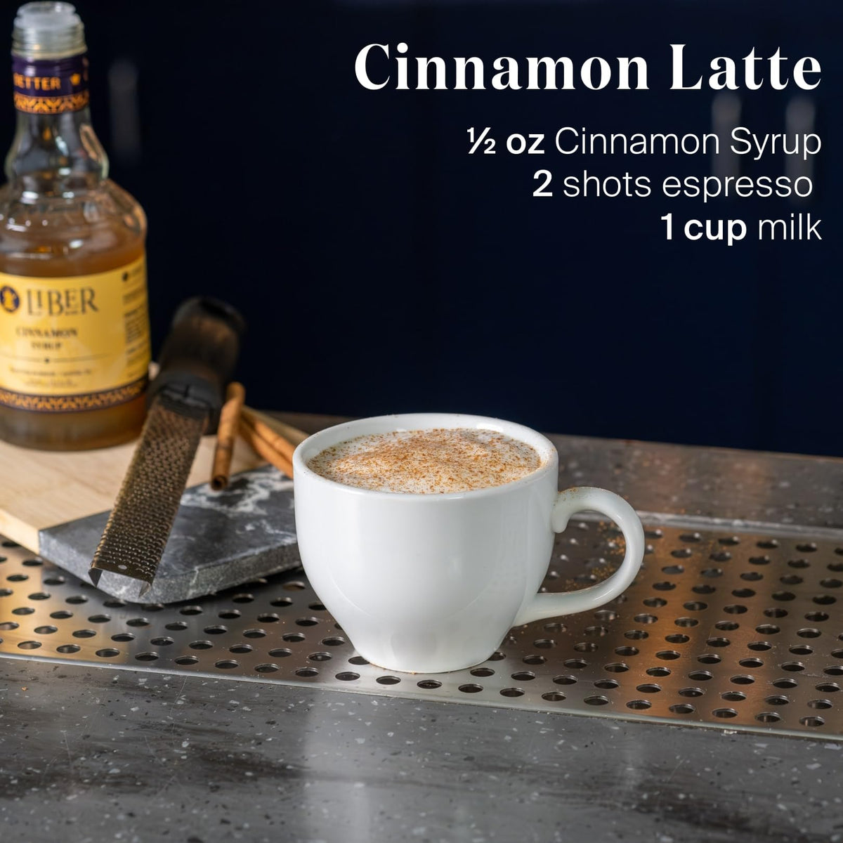 Liber & Co. Cinnamon Syrup with Real Cinnamon Oleoresin – 12.7 oz for Coffee & Cocktails, 25 Drinks