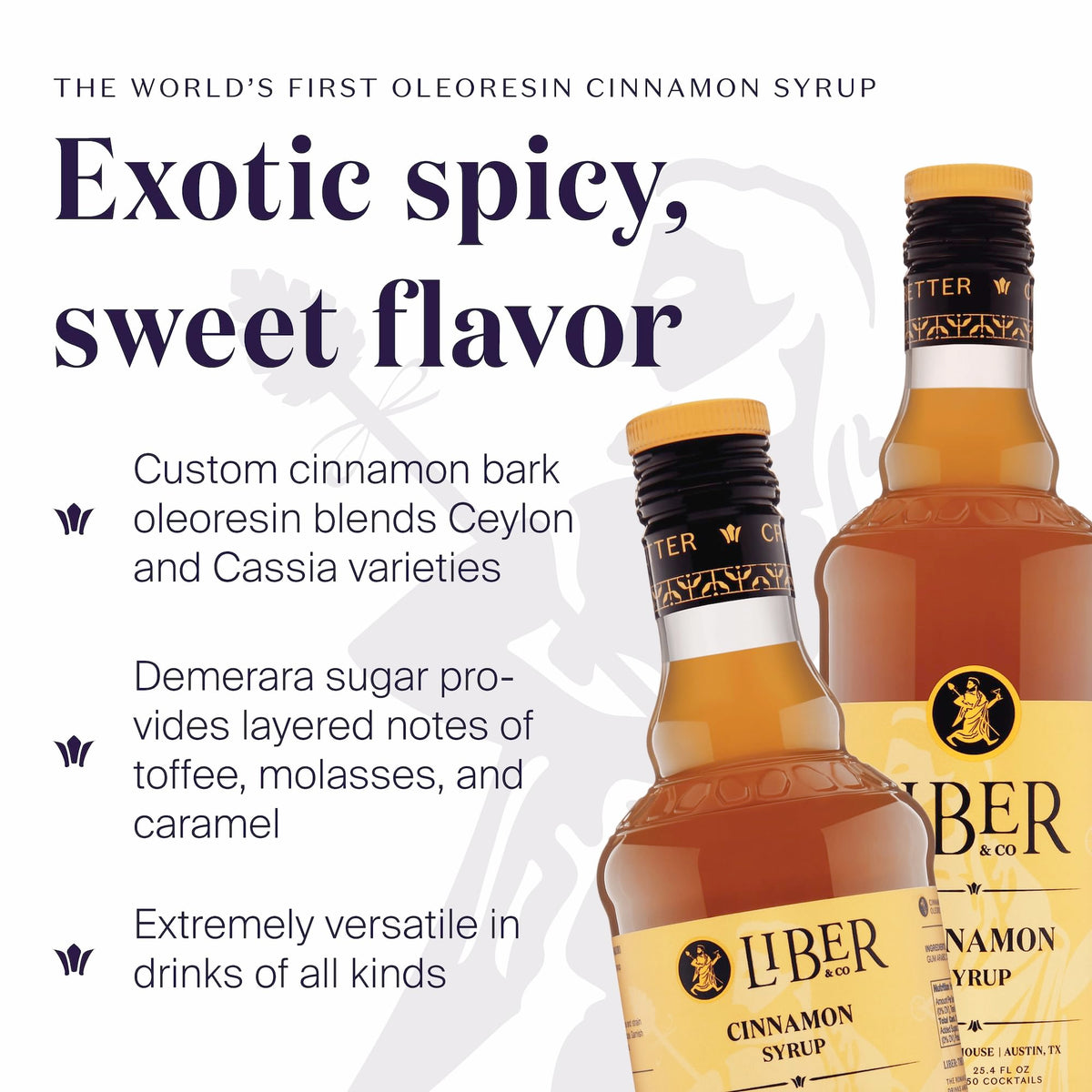 Liber & Co. Cinnamon Syrup with Real Cinnamon Oleoresin – 12.7 oz for Coffee & Cocktails, 25 Drinks