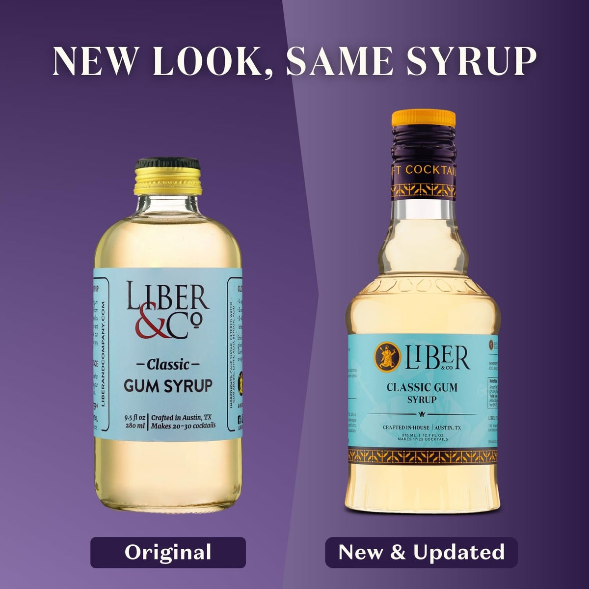 Liber & Co. Classic Gum Syrup – Pure Cane Sugar & Gum Arabic, 12.7 oz