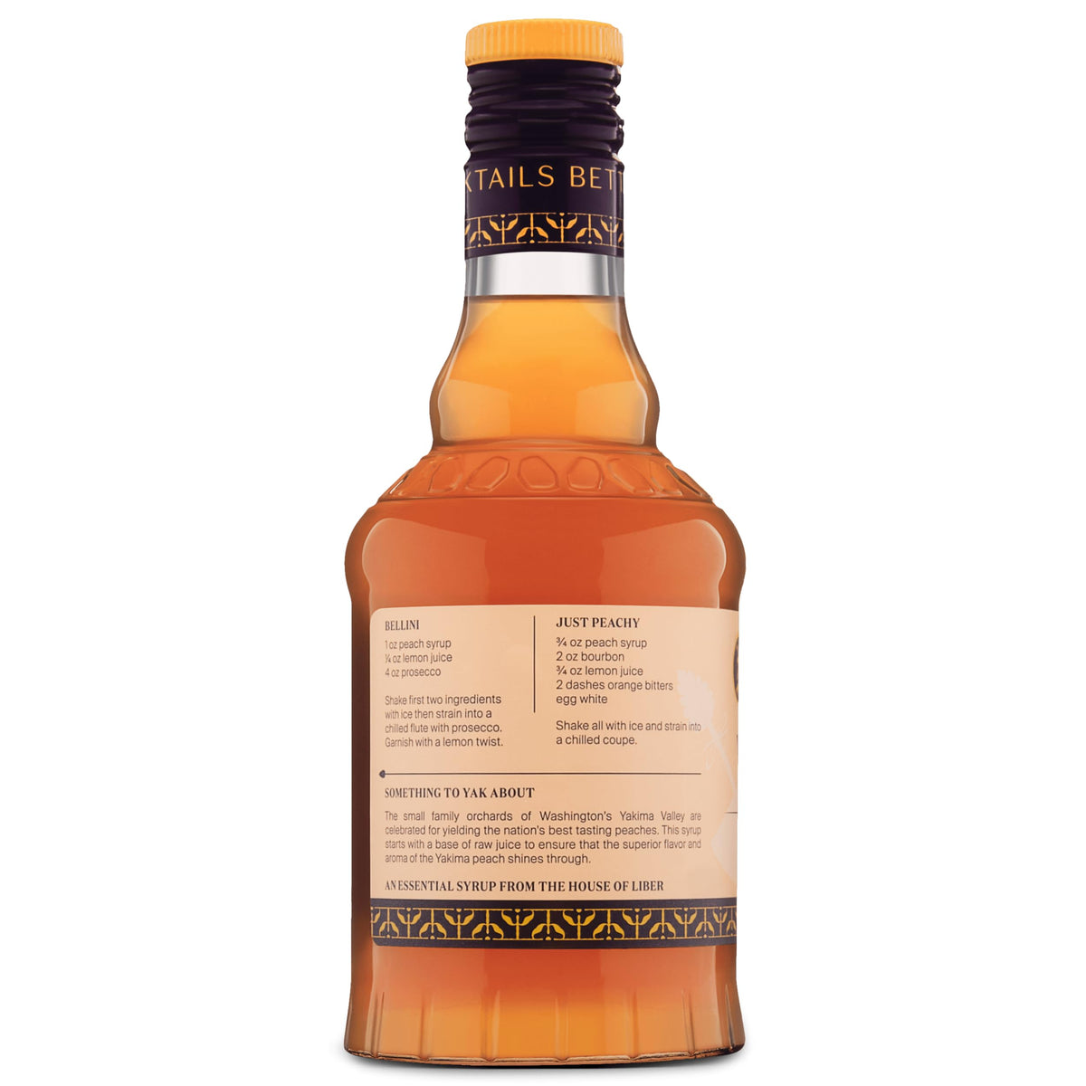 Liber & Co. Peach Syrup – 60% Yakima Valley Peach Juice, 12.7 oz, for Bellinis, Whiskey Smashes & Bourbon Cocktails (Makes 25 Drinks)