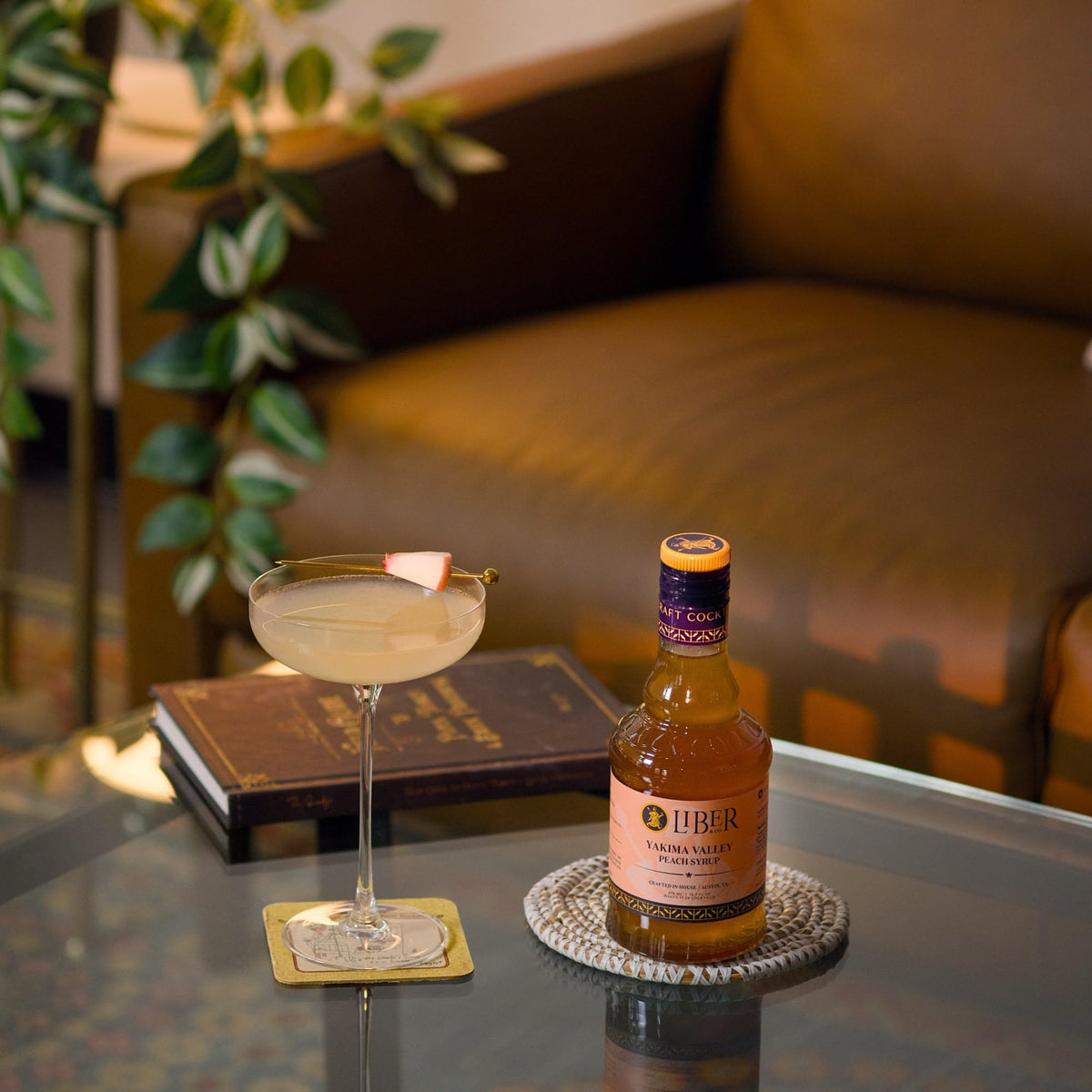 Liber & Co. Peach Syrup – 60% Yakima Valley Peach Juice, 12.7 oz, for Bellinis, Whiskey Smashes & Bourbon Cocktails (Makes 25 Drinks)