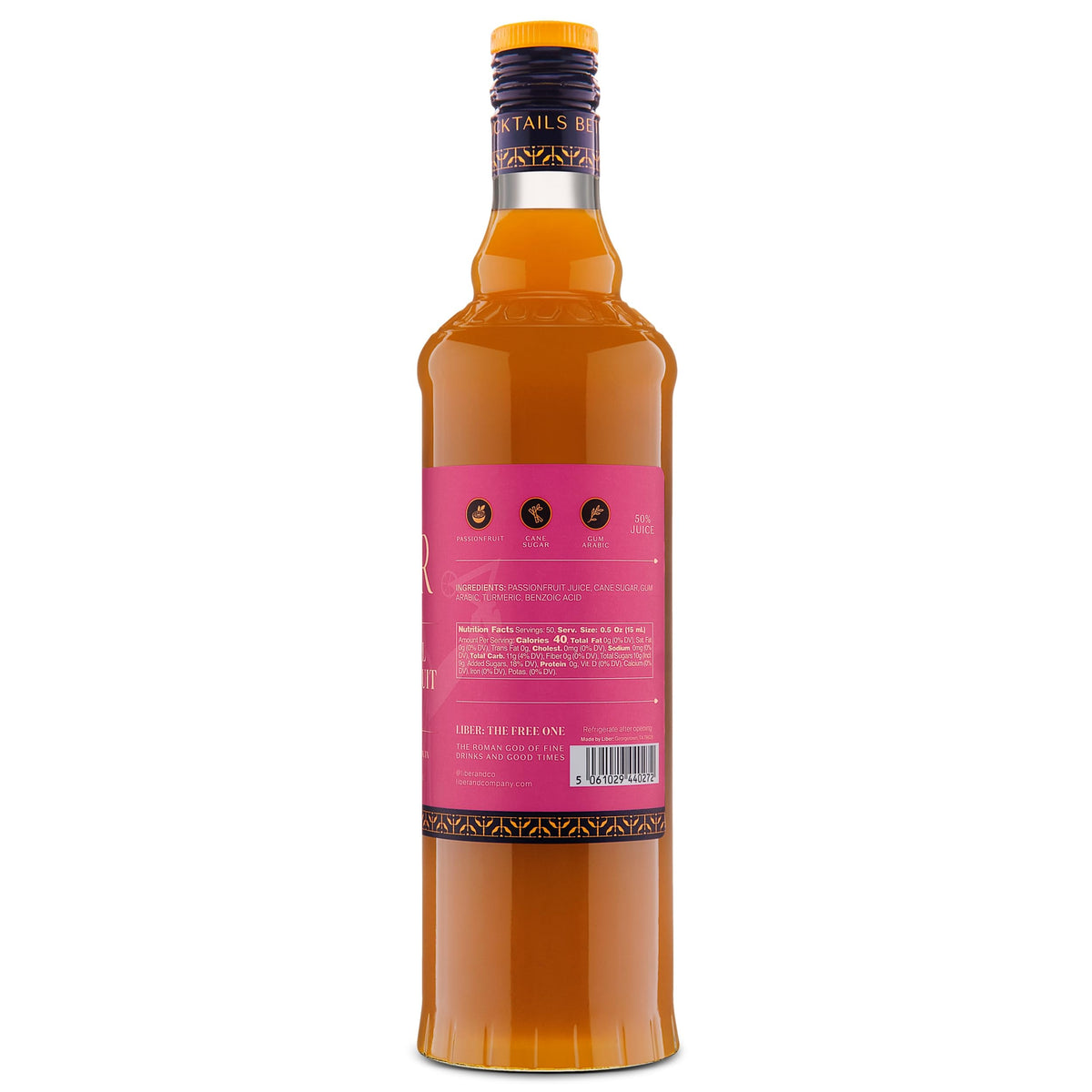 Liber & Co. Tropical Passion Fruit Syrup – 50 Drinks, 50% Passionfruit Juice, Ideal for Craft Cocktails, Hurricanes, Margaritas & Sodas (25.4 oz)