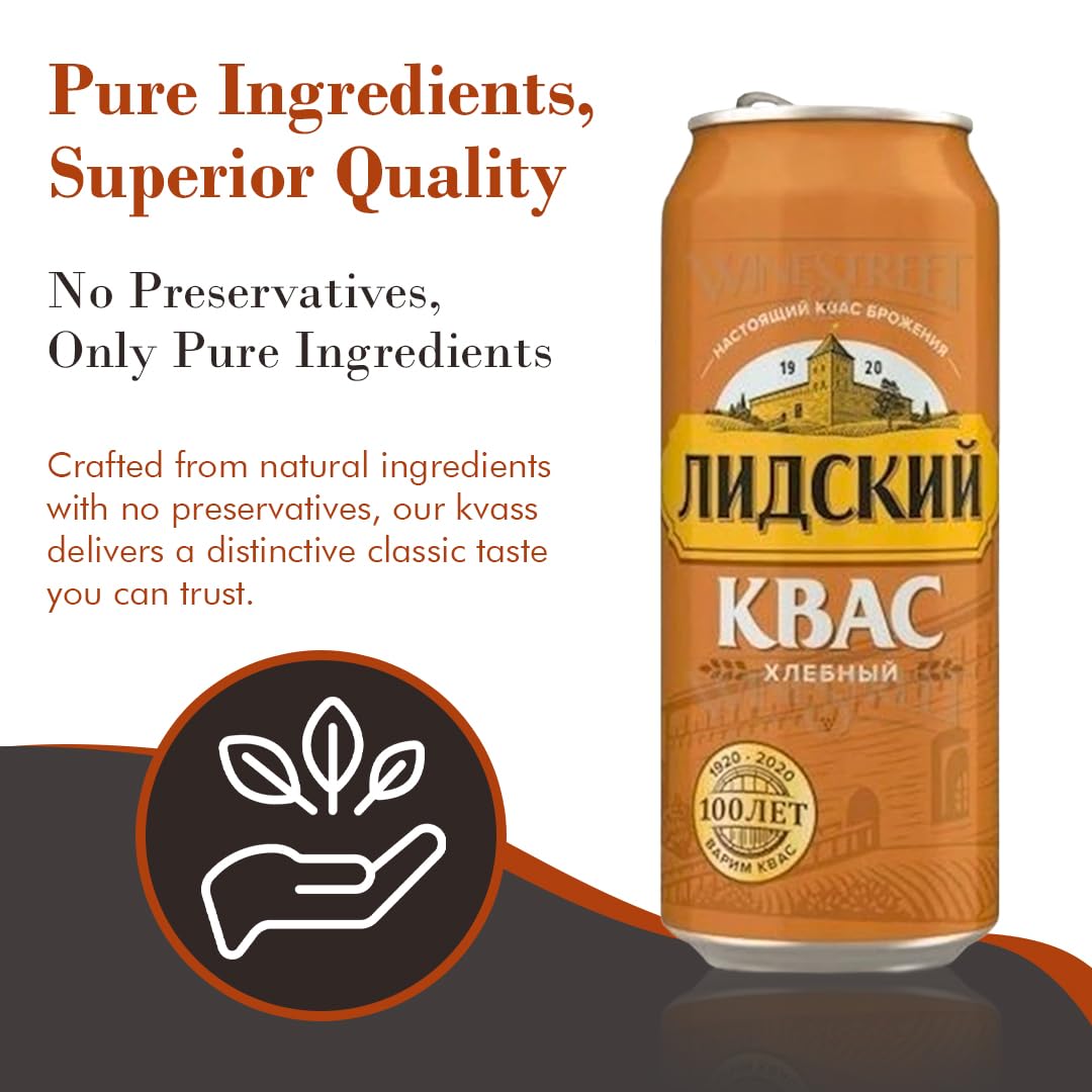 KVASS LIDSKI Bread Kvass Variety Pack – Traditional Natural-Carbonated Rye Drink