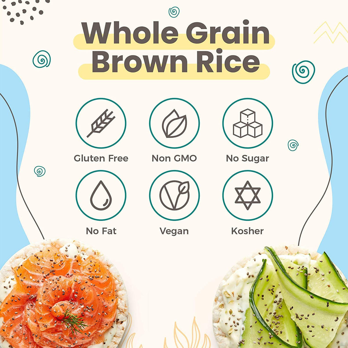 Lieber's Thin Rice Cakes – Kosher, Dairy Free, Gluten Free, Vegan | Sea Salt 6 Pack