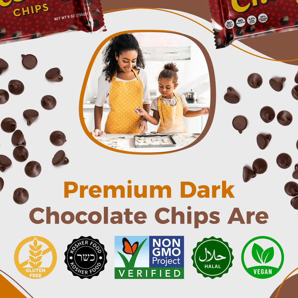 Lieber’s Vegan Semi-Sweet Chocolate Chips – Gluten Free, Dairy Free, Kosher Parve, 9 oz (Pack of 3)