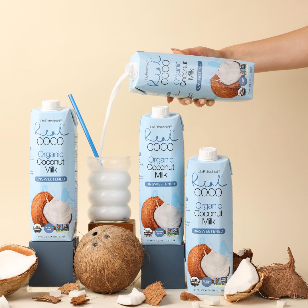 Life Refreshed Real Coco Organic Coconut Milk Beverage (6-Pack 1L) – No Added Sugar