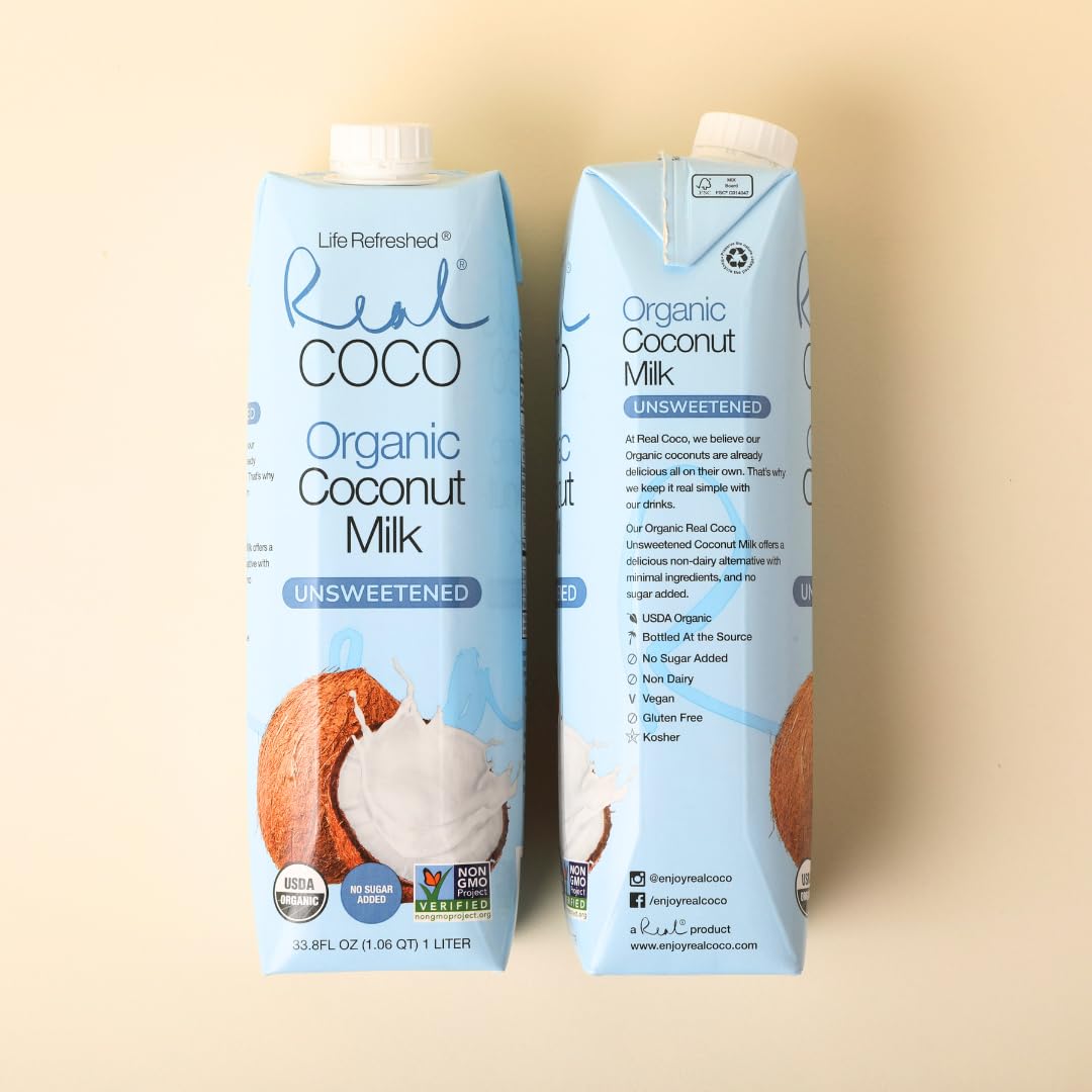 Life Refreshed Real Coco Organic Coconut Milk Beverage (6-Pack 1L) – No Added Sugar