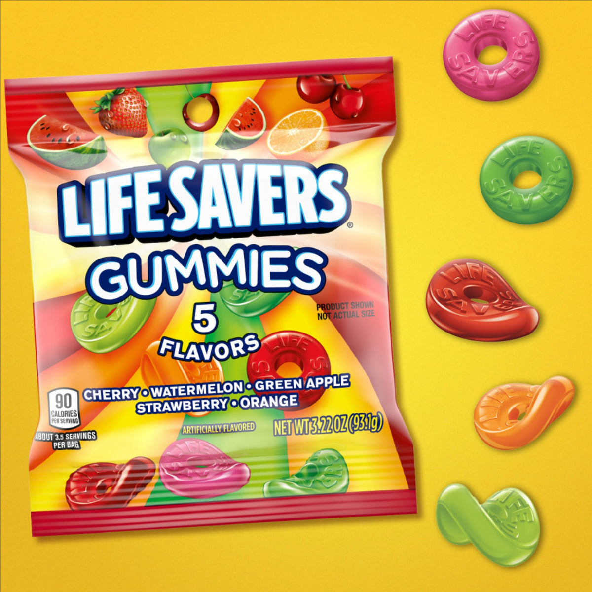 Life Savers 5 Flavors Gummies – 12 Pack (3.22 oz Bags)