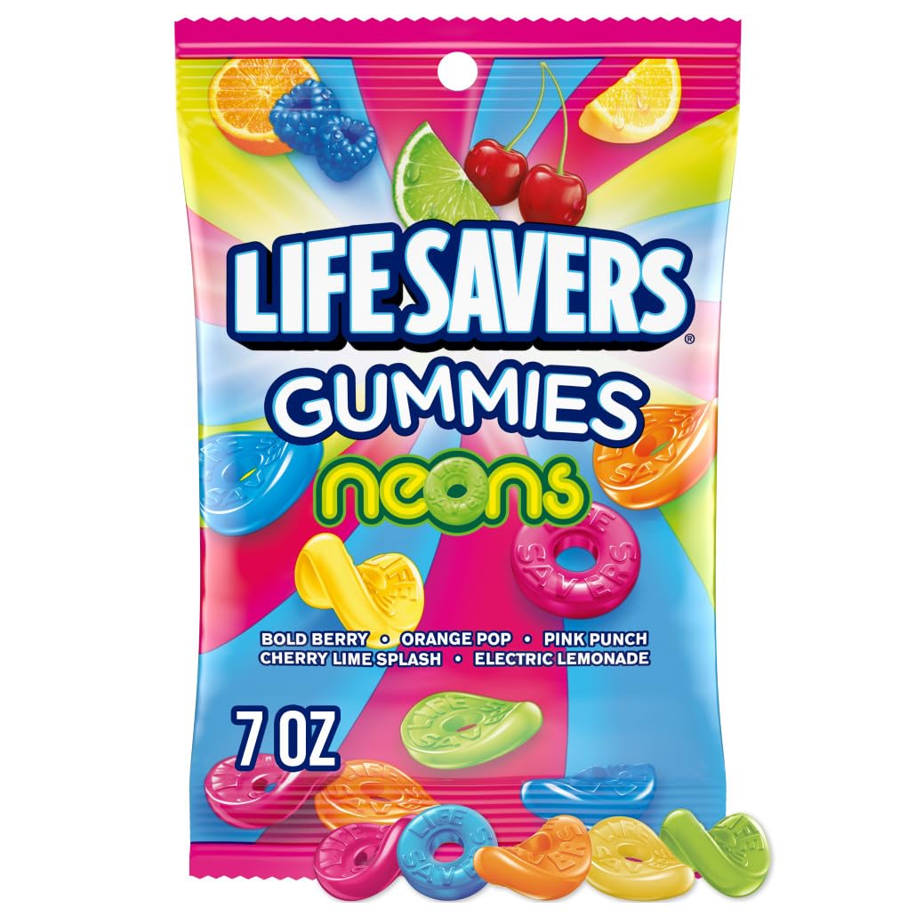 LIFE SAVERS Neons Gummy Candy Variety Pack - 7 oz Bags (12-Pack)