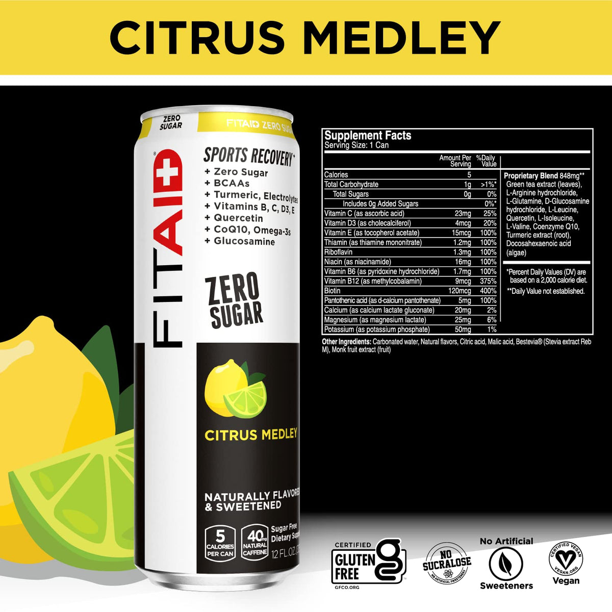 FITAID Post-Workout Recovery Drink Variety Sampler Pack (Pack of 12) — 4 Clean Flavors | Vegan, Gluten-Free, Keto-Friendly | LIFEAID