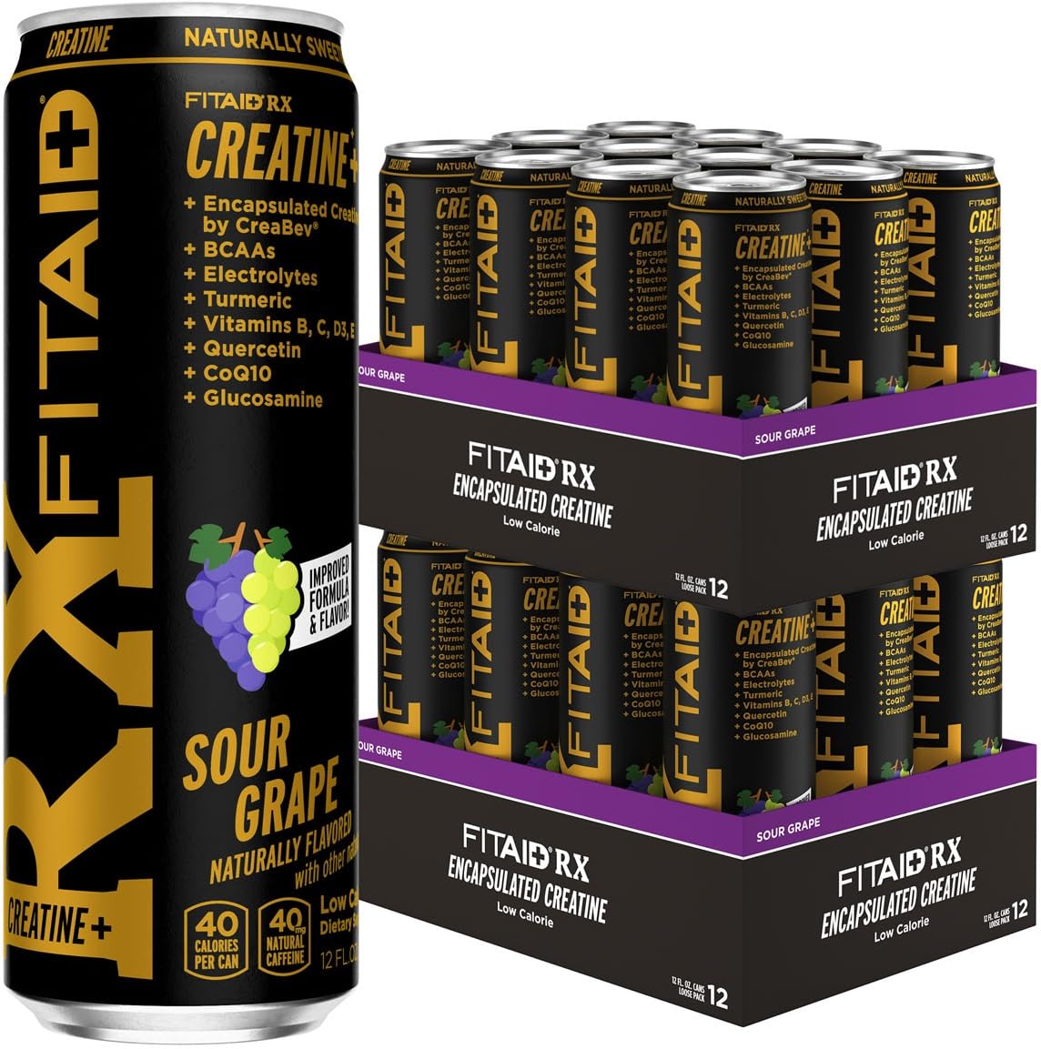 LIFEAID FITAID RX Recovery Blend Plus Creatine – Clean, Paleo, Vegan, Gluten-Free, 12 fl oz Cans (Pack of 24)