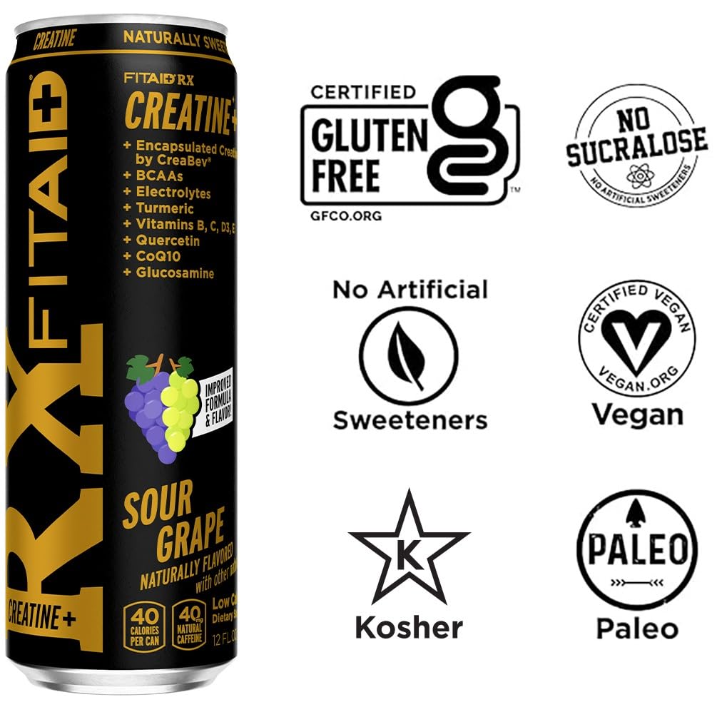LIFEAID FITAID RX Recovery Blend Plus Creatine – Clean, Paleo, Vegan, Gluten-Free, 12 fl oz Cans (Pack of 24)