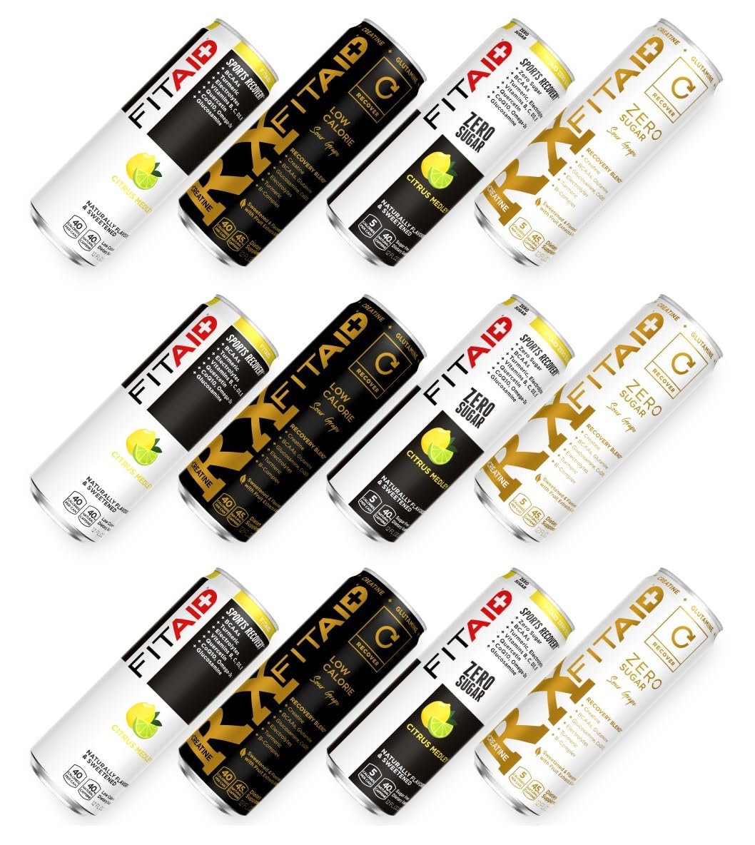 FITAID Post-Workout Recovery Drink Variety Sampler Pack (Pack of 12) — 4 Clean Flavors | Vegan, Gluten-Free, Keto-Friendly | LIFEAID