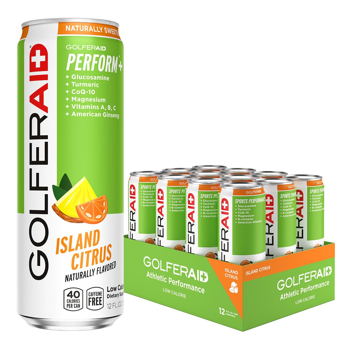 GOLFERAID Performance Blend by LIFEAID — No Caffeine, 12-Can Pack, 40 Calories