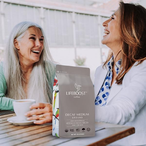 Lifeboost Organic Swiss Water Decaf Ground Coffee - Low Acid, Single Origin, 12 oz