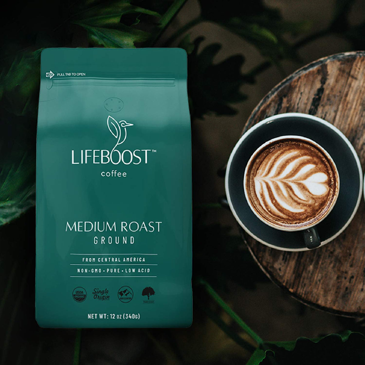 Lifeboost Coffee Ground Medium Roast – Low Acid, USDA Organic, Single Origin, Non-GMO (12 oz)