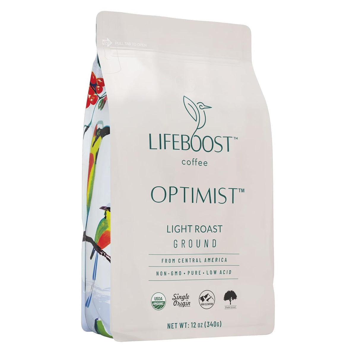 Lifeboost Light Roast Ground Coffee — Low Acid, Organic, Non-GMO, Single Origin