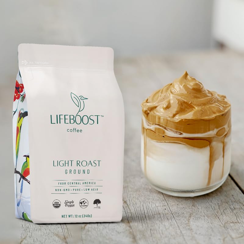 Lifeboost Light Roast Ground Coffee — Low Acid, Organic, Non-GMO, Single Origin