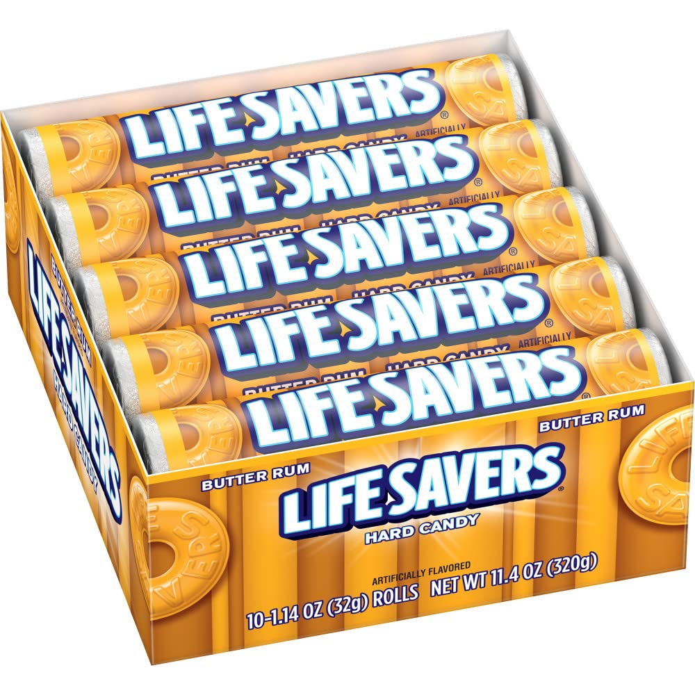 Life Savers Butter Rum Hard Candy Bulk – 20 Rolls (1.14 oz Each) Individually Wrapped