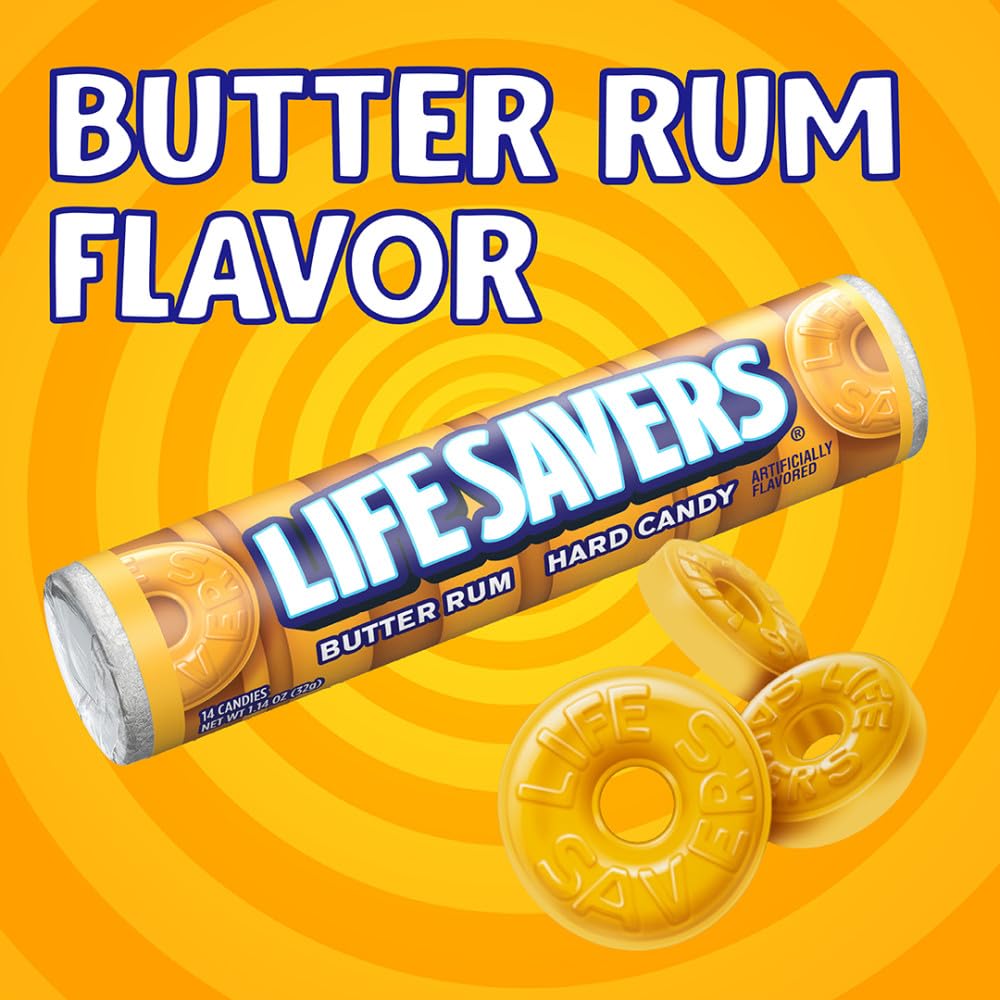 Life Savers Butter Rum Hard Candy Bulk – 20 Rolls (1.14 oz Each) Individually Wrapped