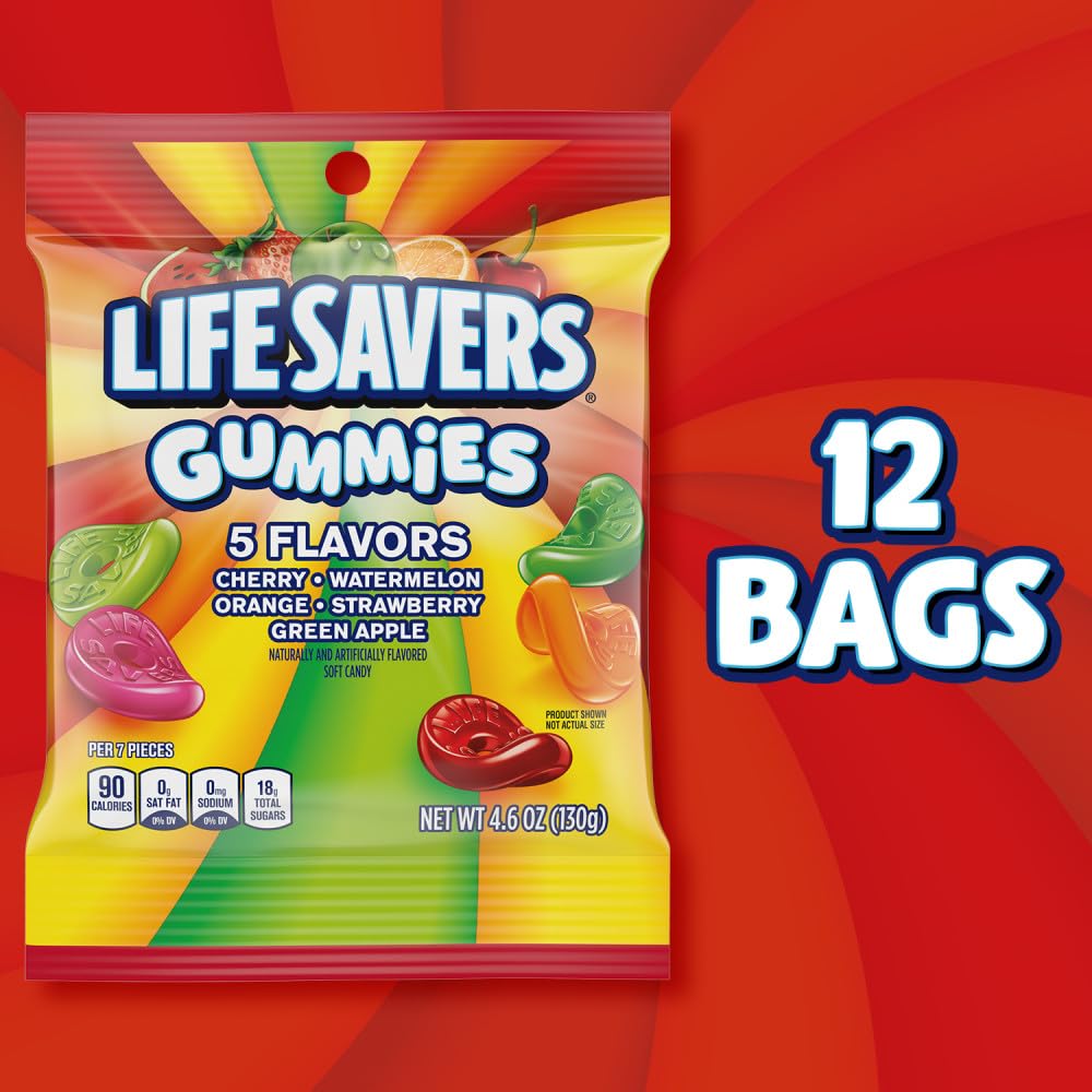 LIFE SAVERS Gummies 5 Flavors Bulk Pack – 12 Bags, 4.6 oz Each