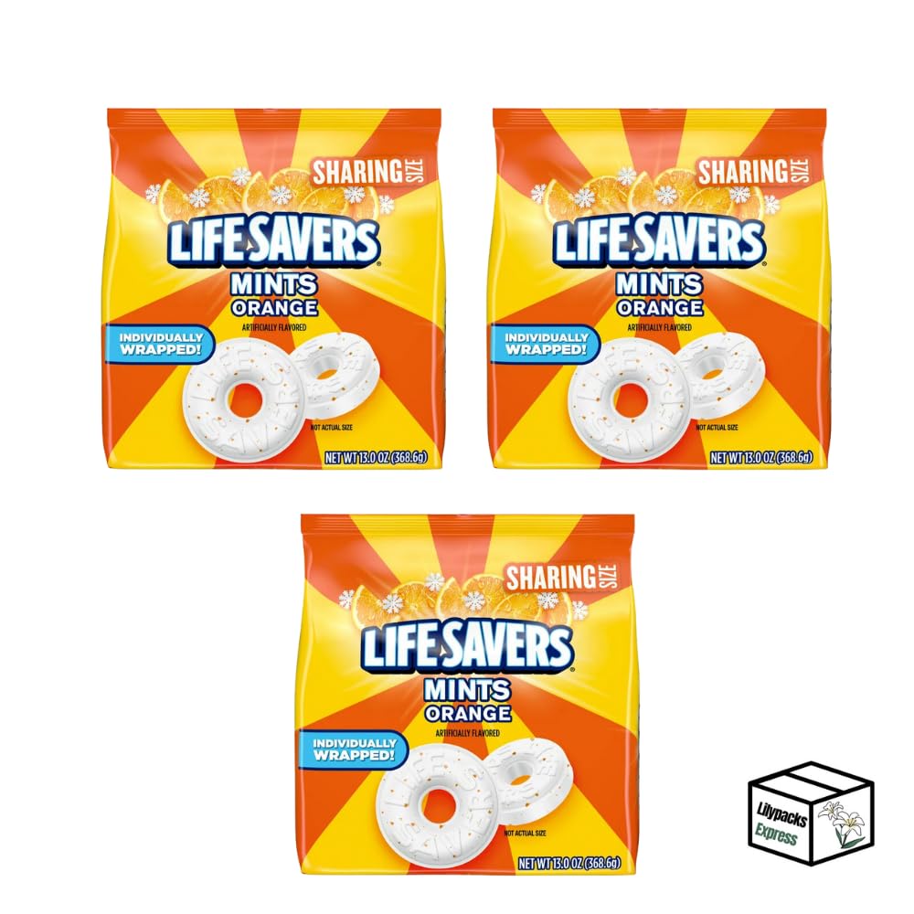 Lifesavers Mints Orange — Large Bags, 3-Pack | Individually Wrapped | Lilypacks Express