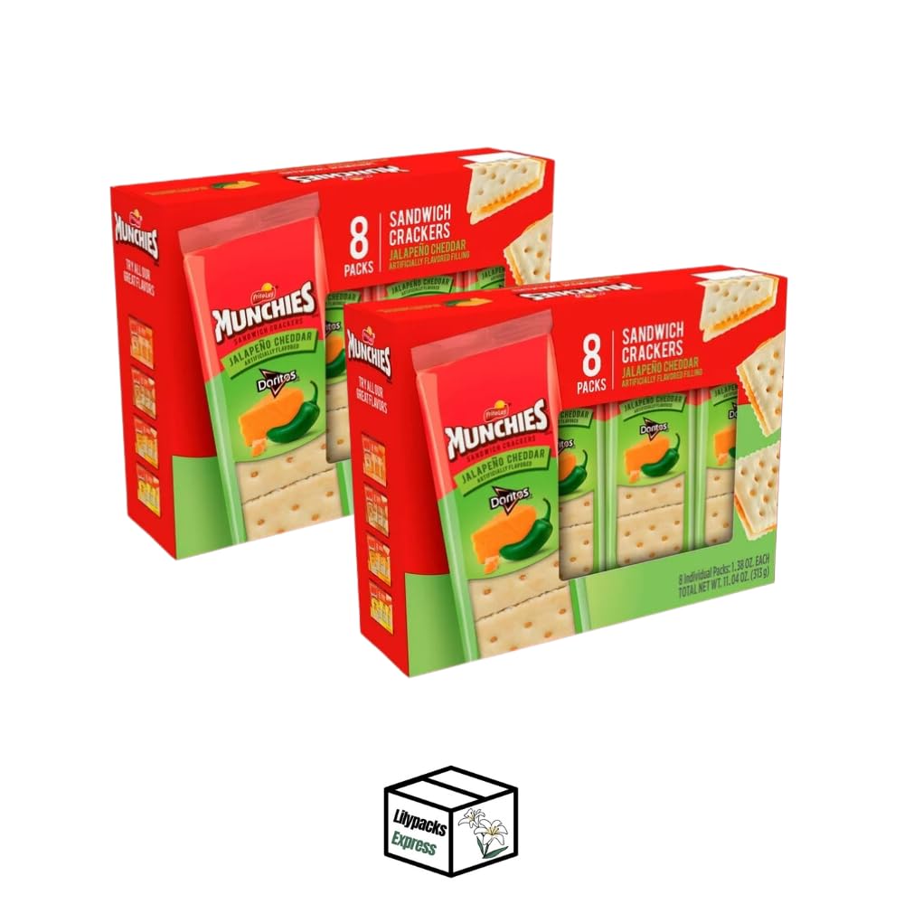 Munchies Sandwich Crackers Jalapeño Cheddar — 2-Pack Bundle by Lilypacks Express