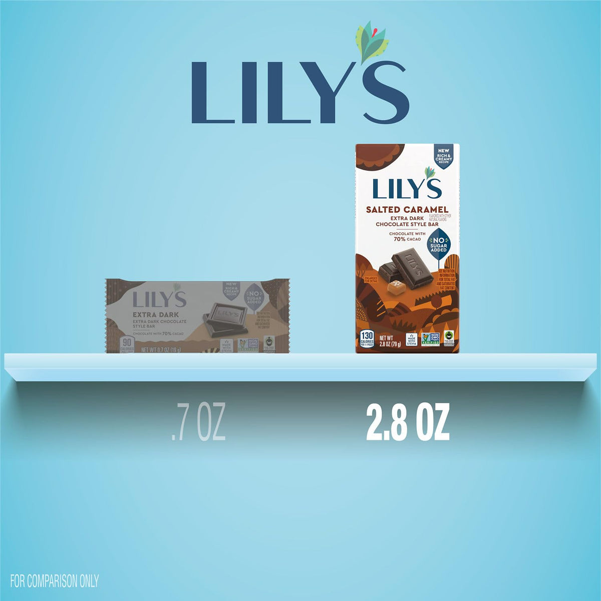 LILY'S Salted Caramel Extra Dark Chocolate Style No Sugar Added Sweets Bars – 12 Count (2.8 oz Each)
