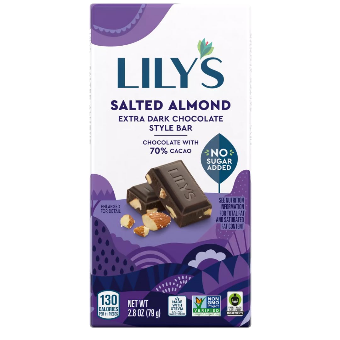 Lily's Salted Chocolate Lovers 6-Pack: Milk Salted Almond, Dark 70% Sea Salt, Dark Salted Almond